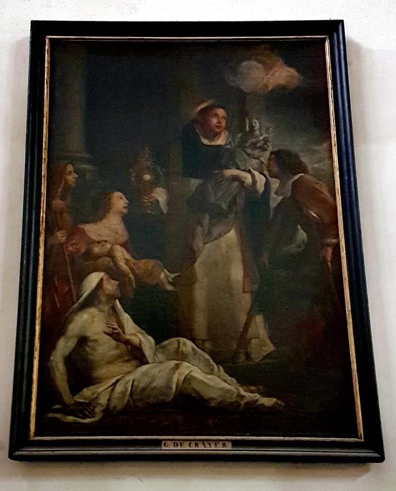 San Giacinto che guarisce i malati con una statua della Madonna col Bambino - attribuito